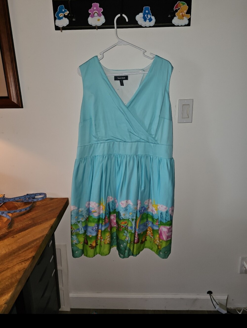 Modcloth 1x pinup carebears blue Dress